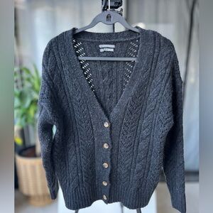 Anthropologie Charcoal Cable Knit Cardigan